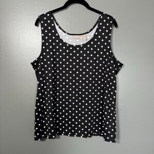 Chico's Women's Black & White Polka Dot Sleeveless Top - Size 3 (XL/16) - Preppy